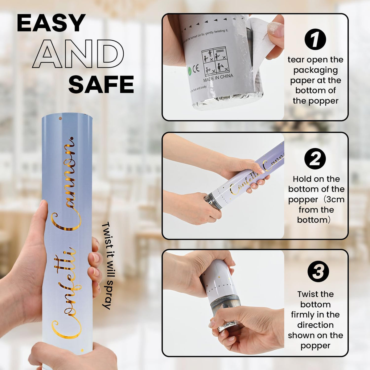 Confetti Poppers White Confetti Cannon 12 Pack Party Poppers Biodegradable12inch Wedding Party