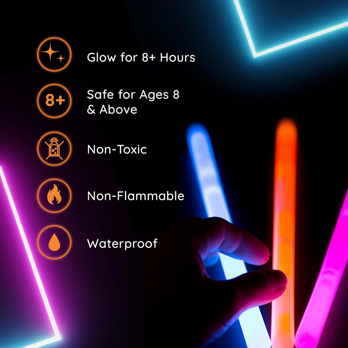 Glow Fever Glow in The Dark Sticks - 100 ct 6" Glow Sticks Bulk Party Pack with End Caps & Lanyards