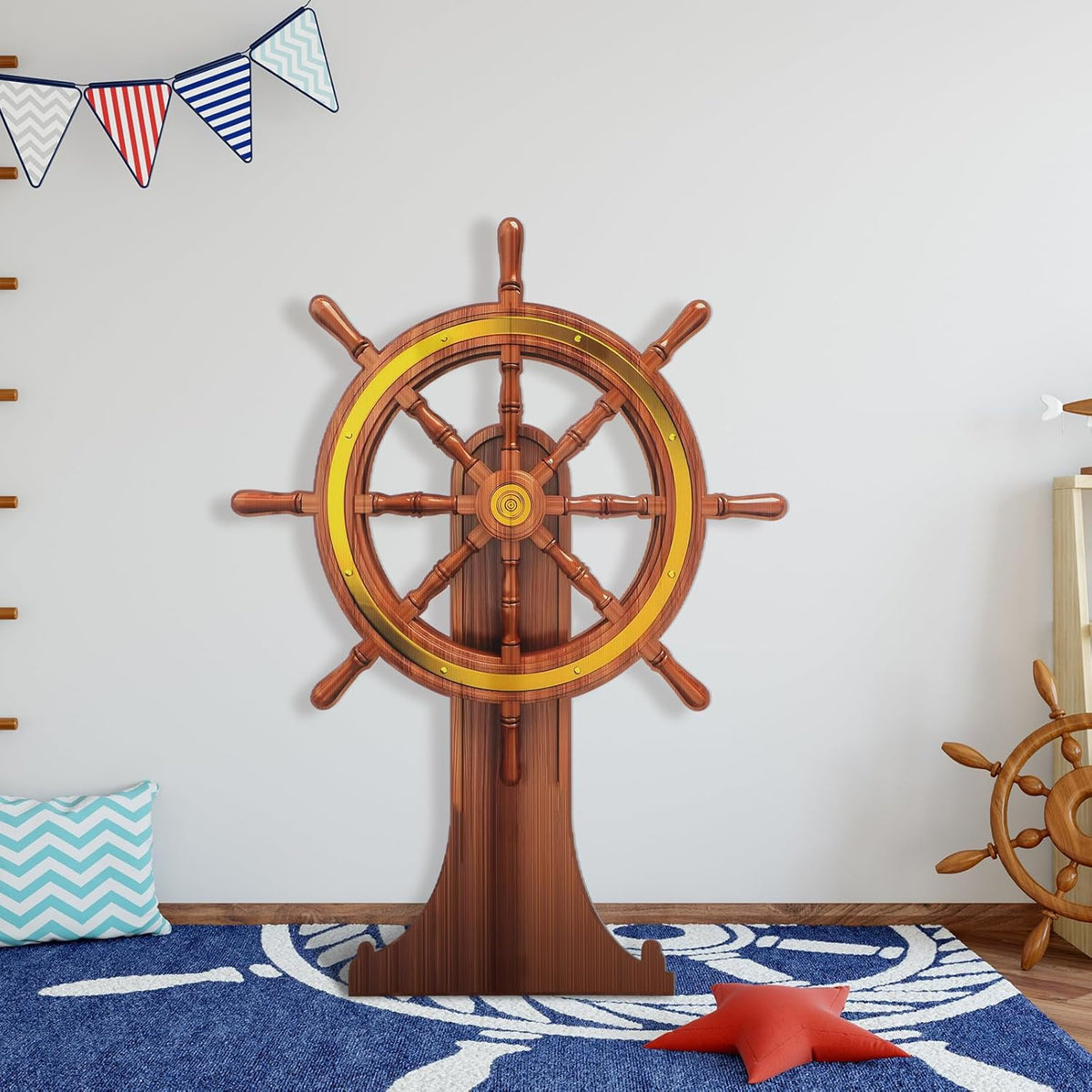 4 Feet Pirate Nautical Party Decorations Halloween Ship Wheel Cardboard Cutout Stand up Large