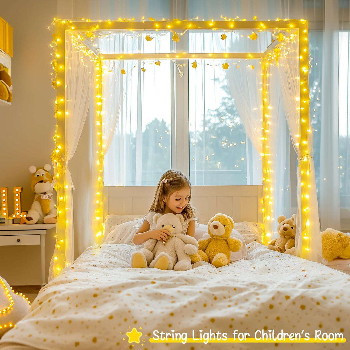 JMEXSUSS Warm White Christmas Lights for Bedroom, 300 LED String Lights Indoor Outdoor Waterproof