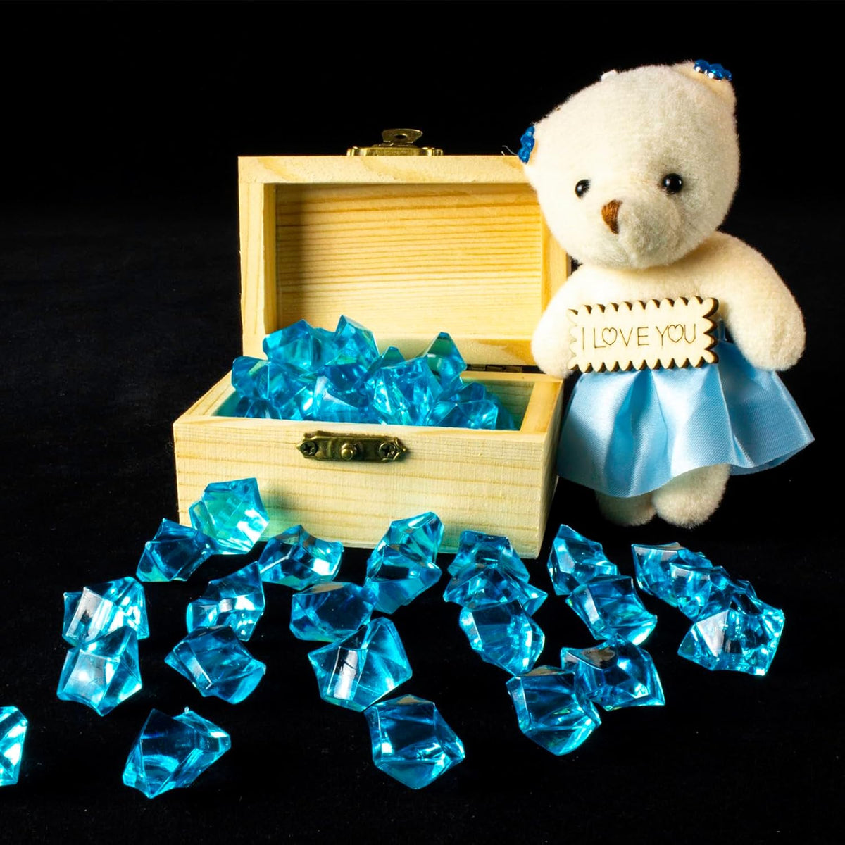 250 PCS Blue Fake Ice,0.62x0.86 Inch,1.1 lbs Acrylic Crystal Gemstones for Decoration, Photography