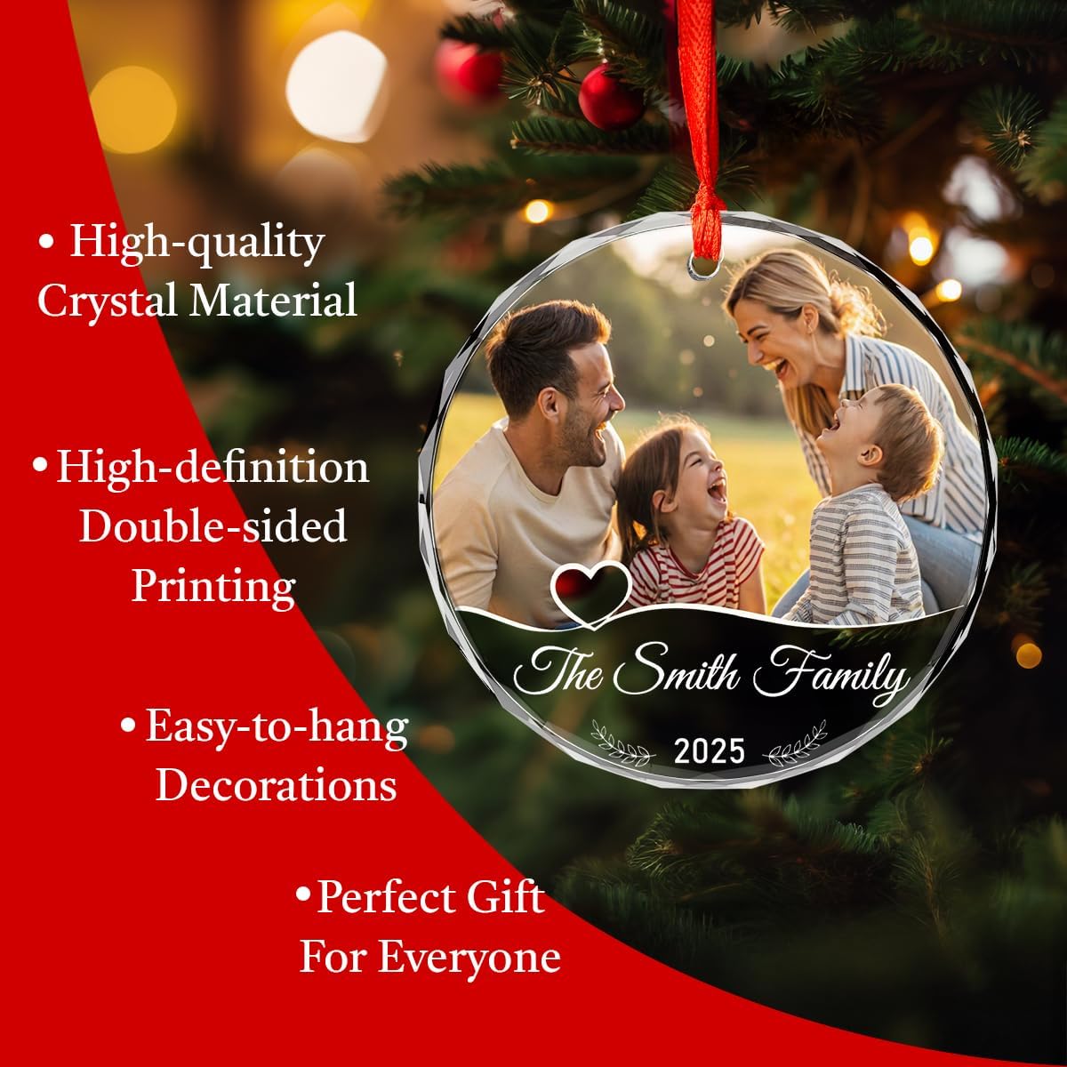 Personalized Christmas Ornaments with Names, Couple Glass Ornament, Custom Wedding Gifts for