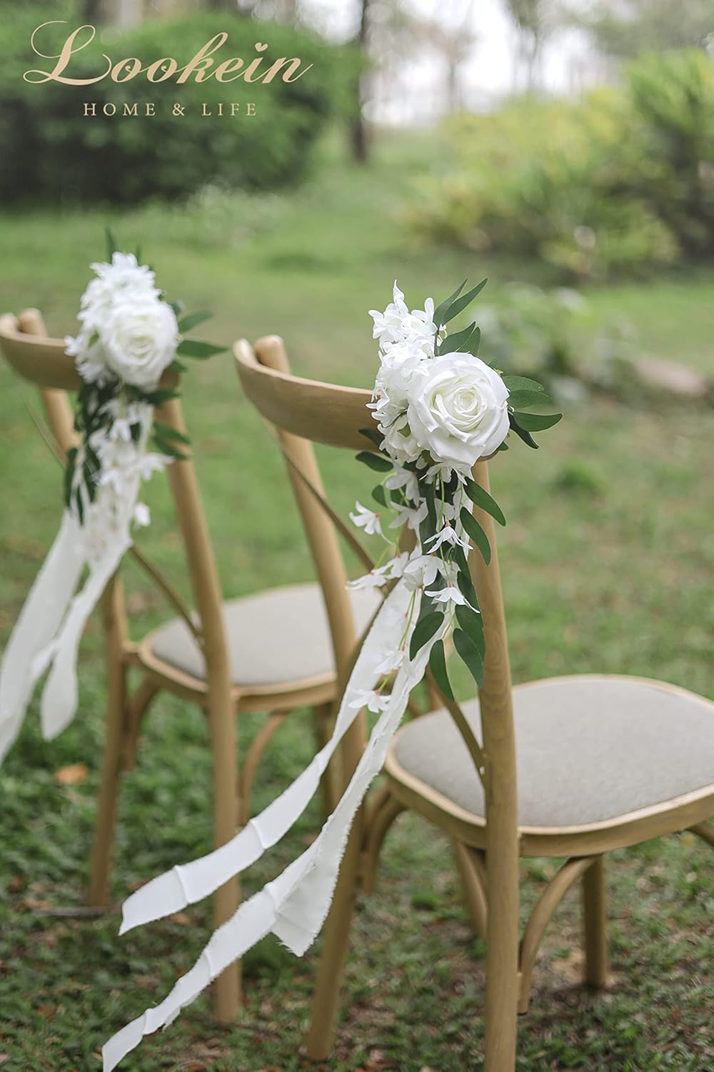 Lookein Set of 8 Pew Flowers for Wedding Ceremony Chair Decorations Bench Decoration Wedding Aisle