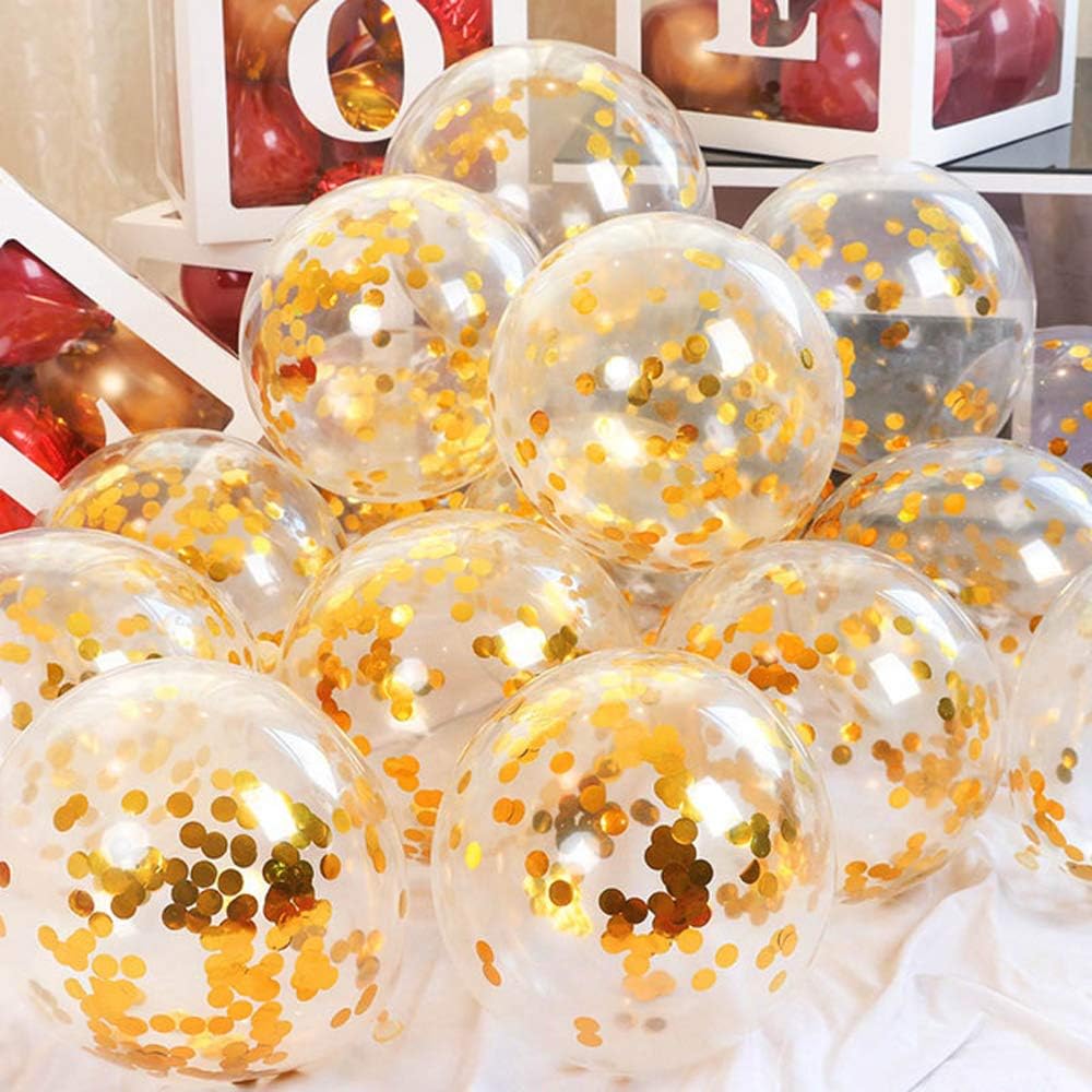 Gold Confetti Balloons Party Balloons 12inch 50 Pcs Latex Confetti Balloons Birthday Balloons Party