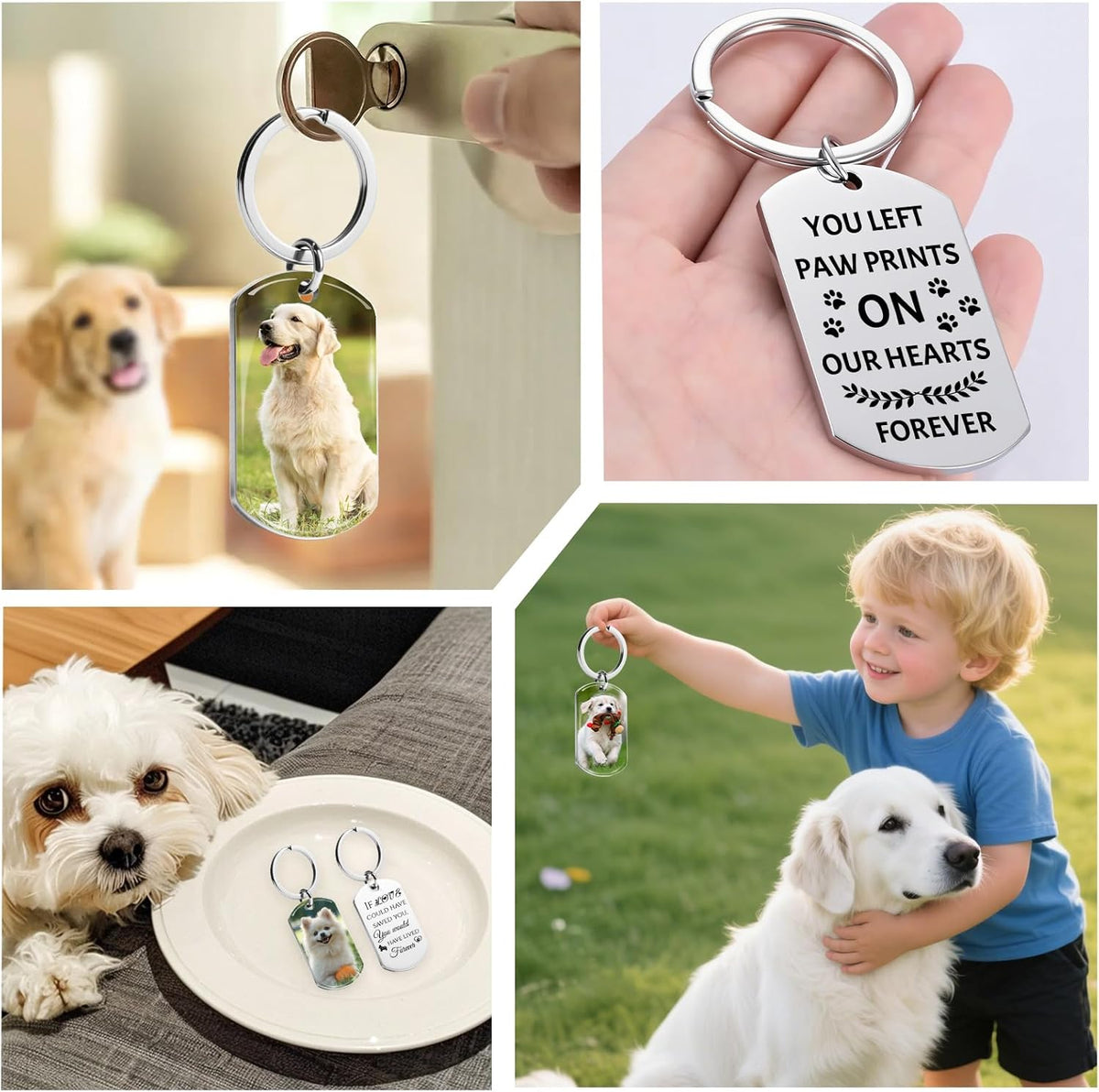 Custom Dog Memorial Photo Keychain Personalized Sympathy Gifts for Loss of Dog Memorial Passing