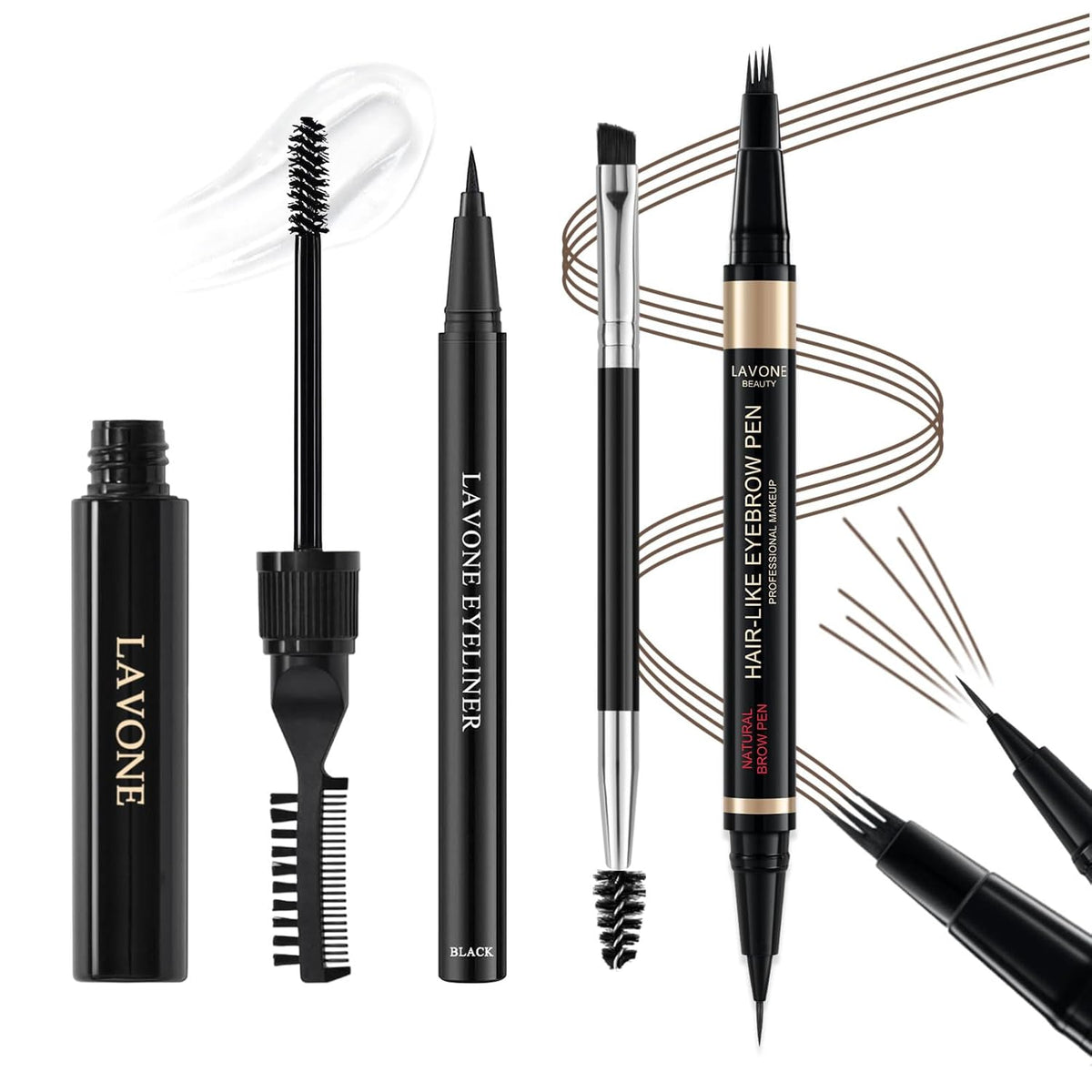 Eyebrow Pen Kit, with Microblading Eyebrow Pen, Eyebrow Gel, Eyeliner, Eyebrow Brush, Eyebrow