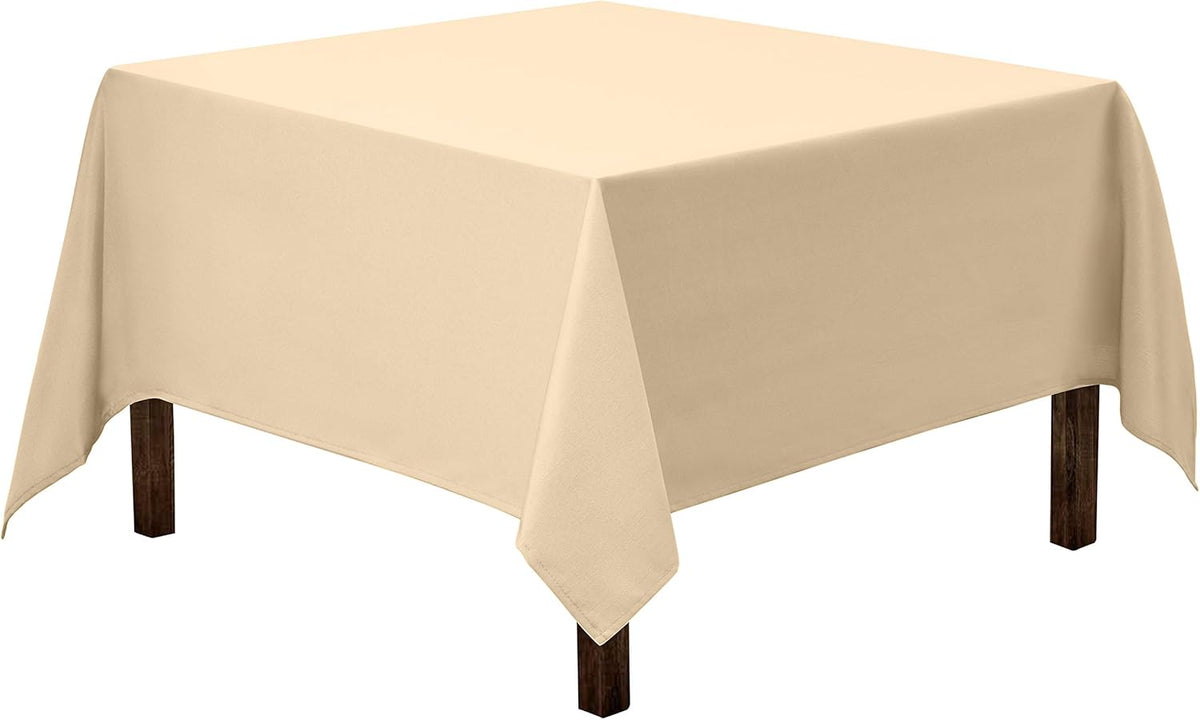 Gee Di Moda Square Tablecloth - 70 x 70 Inch Beige Table Cloth for Medium Square or Round Tables