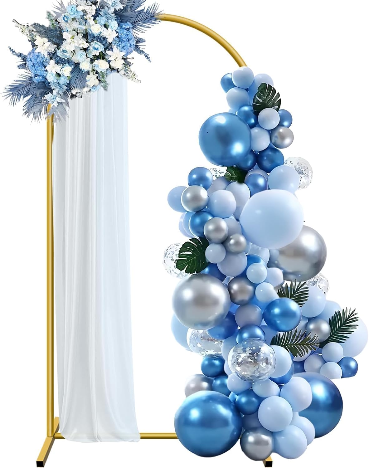 7.2 ft Arch Backdrop Stand, Metal Balloon Arch Stand, Stable Wedding Arched Frame with Square Base
