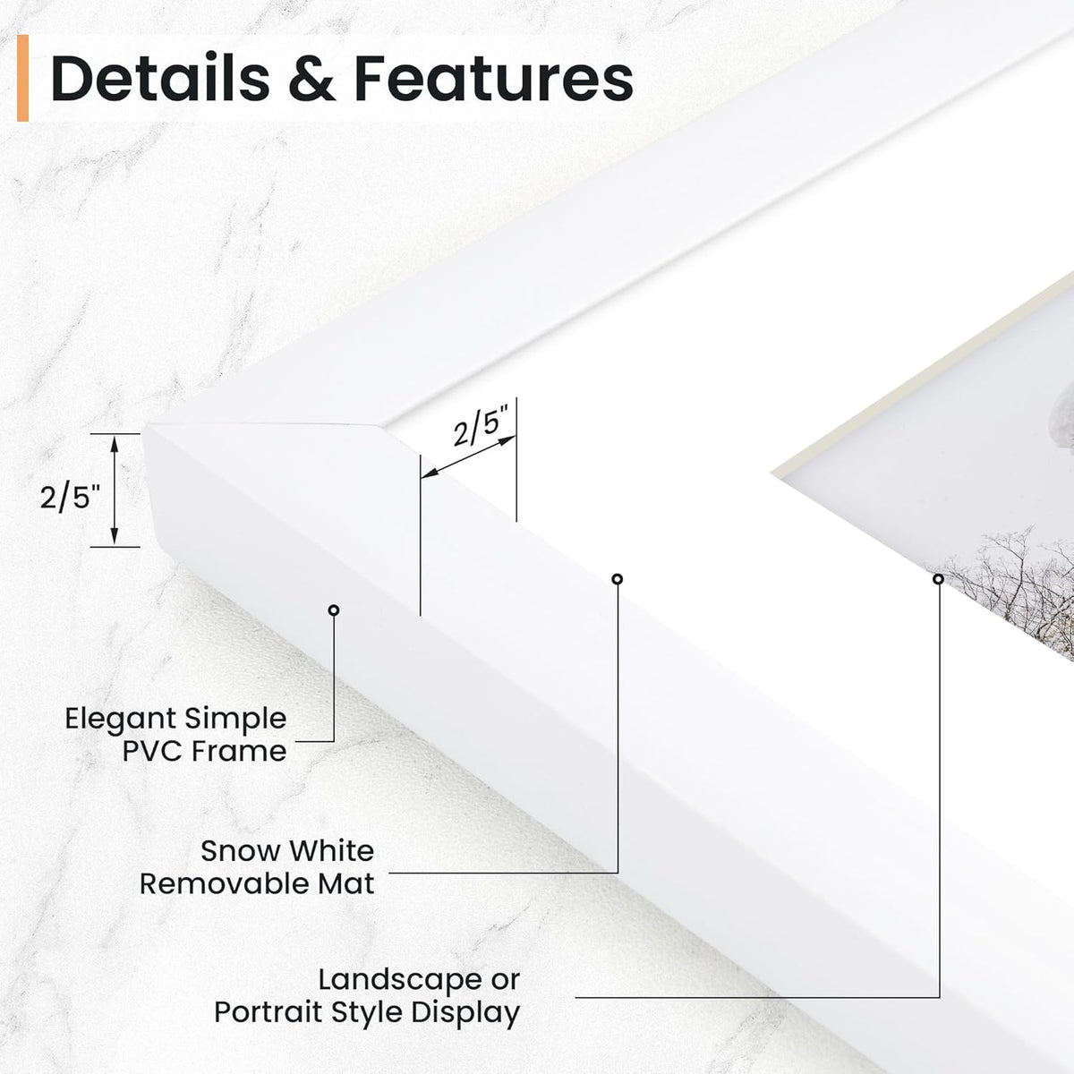 5x7 inch Picture Frame, 5x7 Photo Frames with 4x6 Removable Mat - High Definition Plexiglass