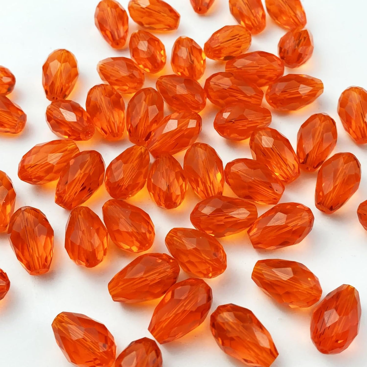 200pcs 4x6mm Teardrop Crystal Glass Beads Vertical Hole Faceted Glass Teardrop Spacer Beads for