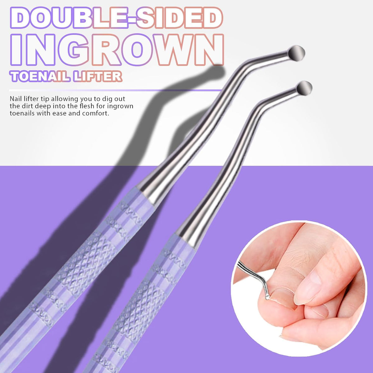 Teenitor Upgraded Ingrown Toenail File and Lifters, Pedicure Tools for Feet, Professional Ingrown