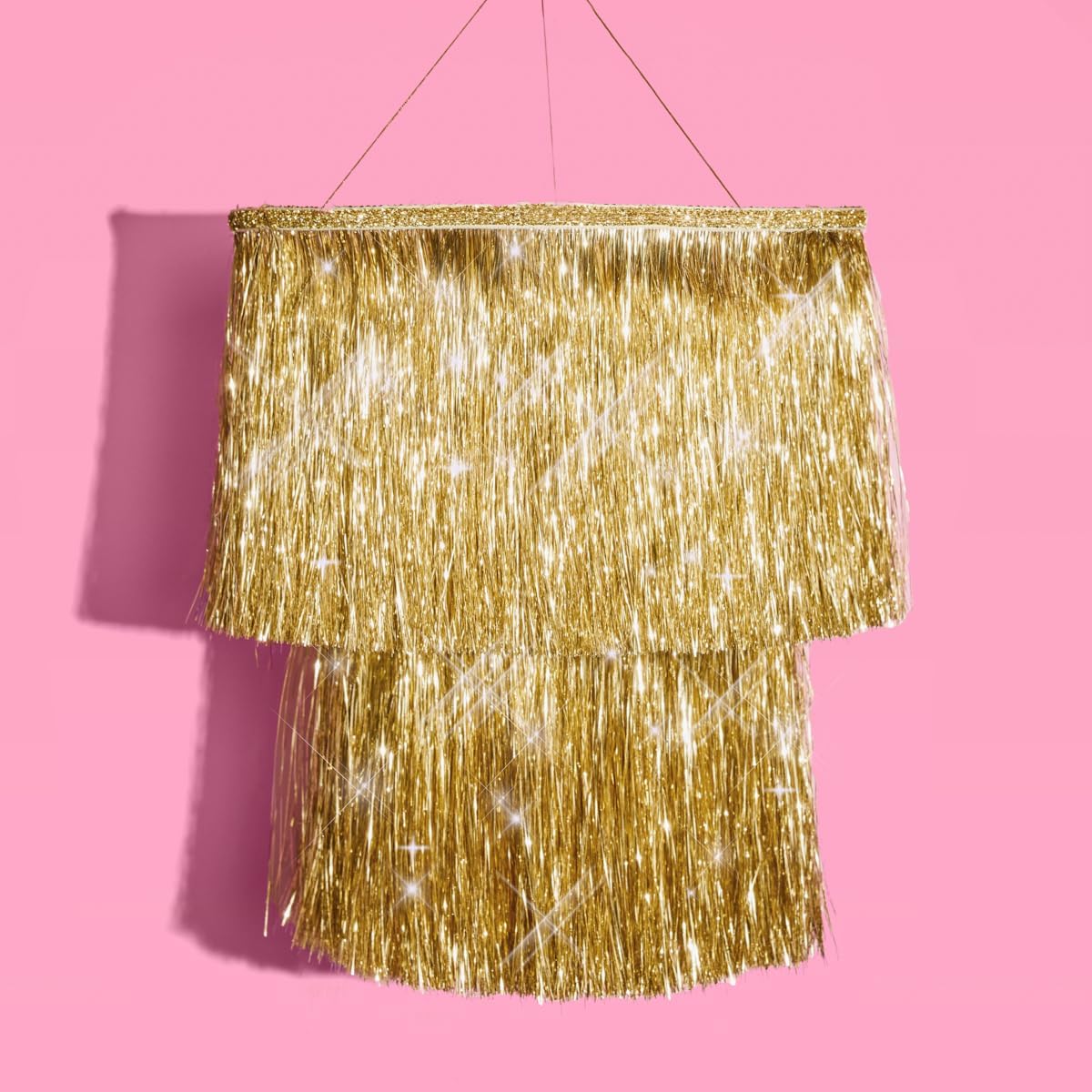 xo, Fetti Gold Fringe Tinsel Chandelier | 16" | Bachelorette Party Decorations, Birthday Photo