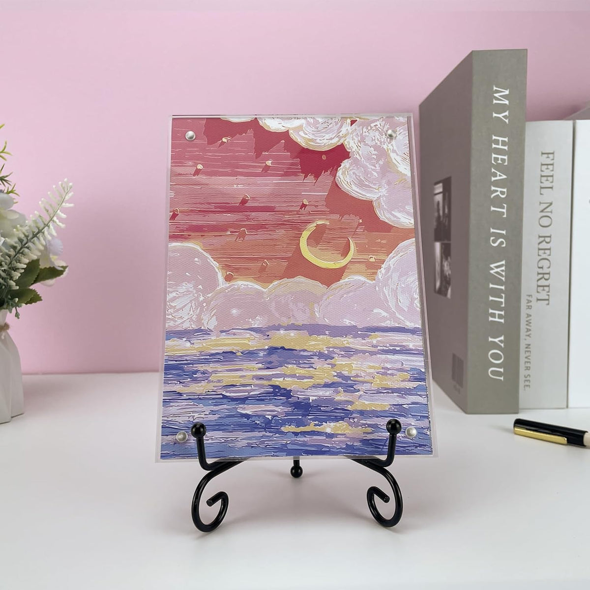 4PCS Premium Black Iron Plate Stands for Display 6 Inch, Decorative Solid Metal Plate Holders for