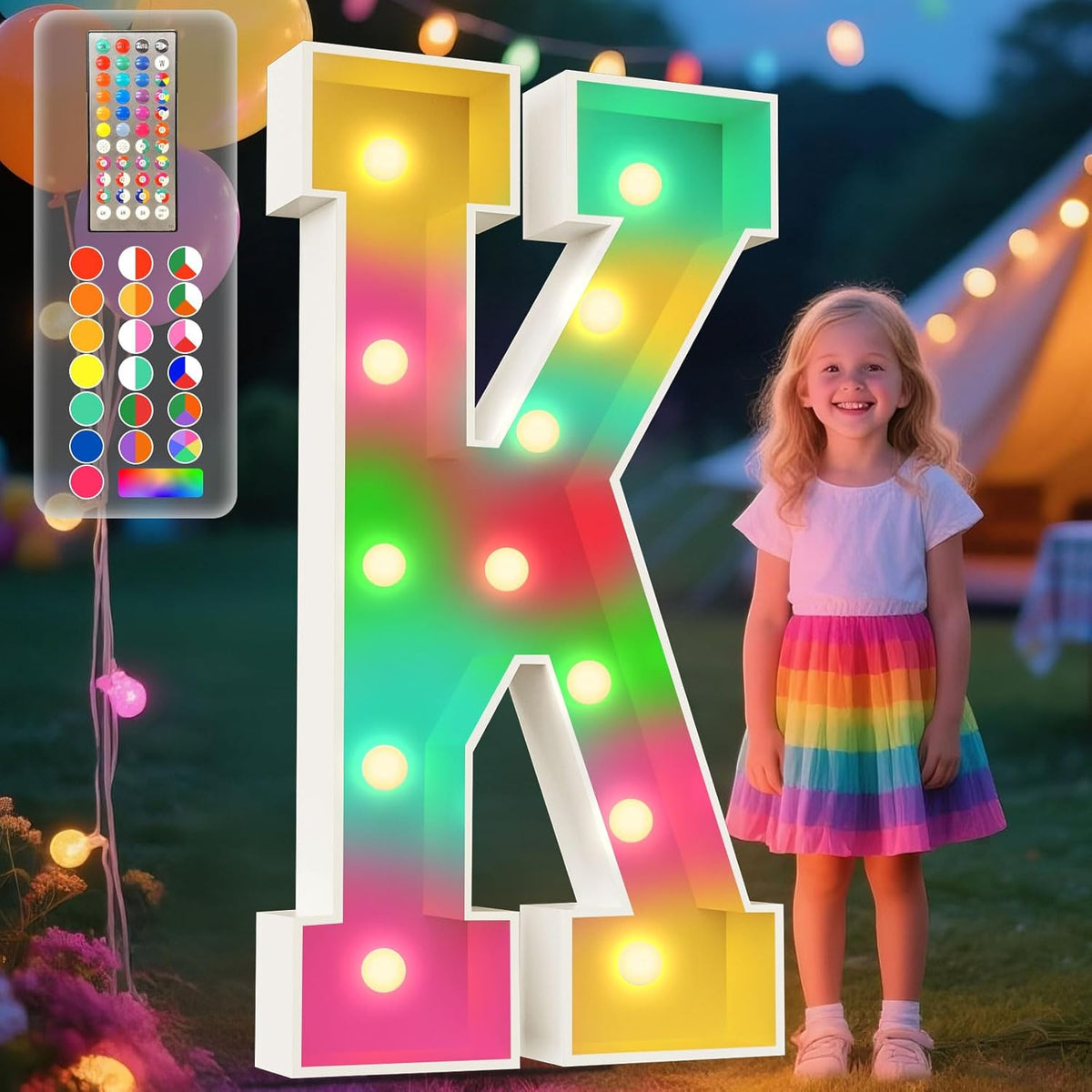 Ledido 4FT Marquee Light Up Letters, 34 Colors Changing Marquee Letter 4 Feet Tall with Remote, Big