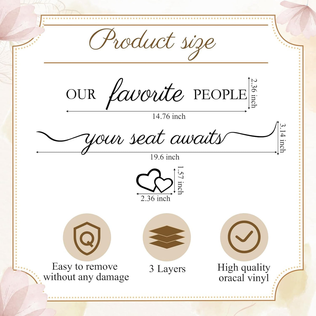 3 Pcs Wedding Seating Chart Decal Stickers DIY Our Favorite People Your Seat Awaits Vinyl Decal