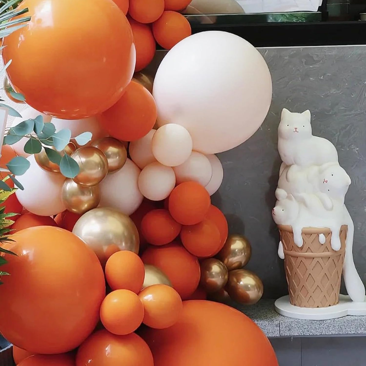 90pack Retro Orange Balloons Different Size 18/12/10/5 Inch Retro Orange Balloon Garland Arch Kit