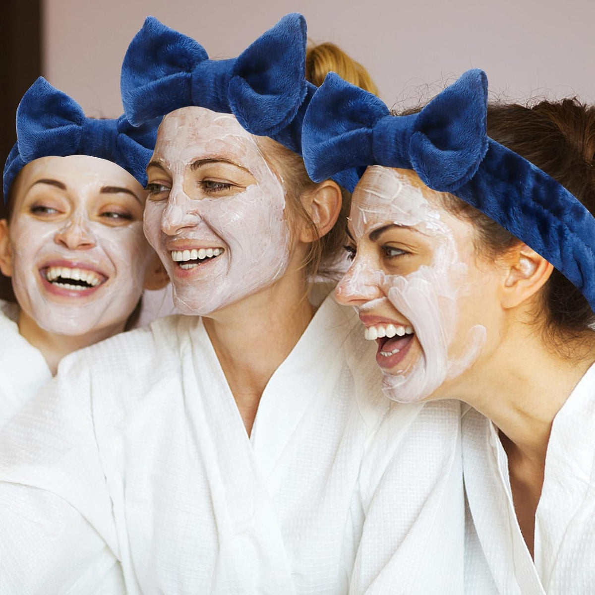 Semato 8Pcs Navy Blue Spa Headband Bachelorette Party Favors Set Skincare Headbands for Women Gifts