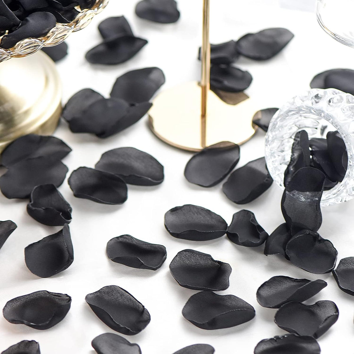 300pcs Artificial Black Rose Petals Fake Silk Flower Petals for Wedding Flower Girl Basket Ceremony