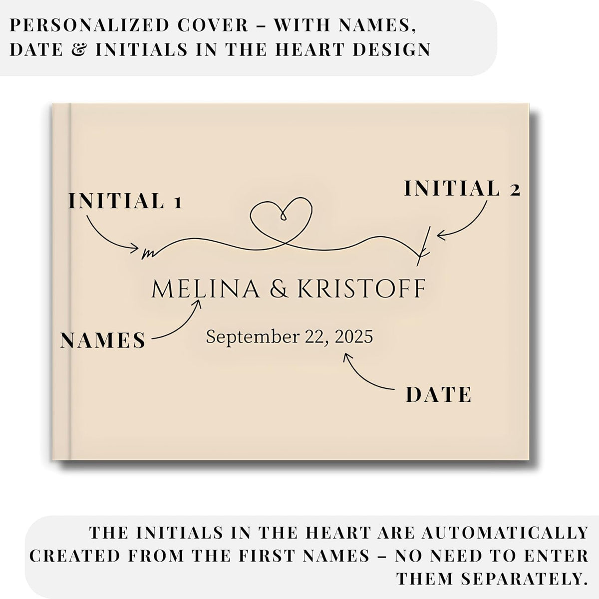 Wedding Guest Book – Personalized Polaroid Guest Book for Wedding Reception, Custom Sign In Photo