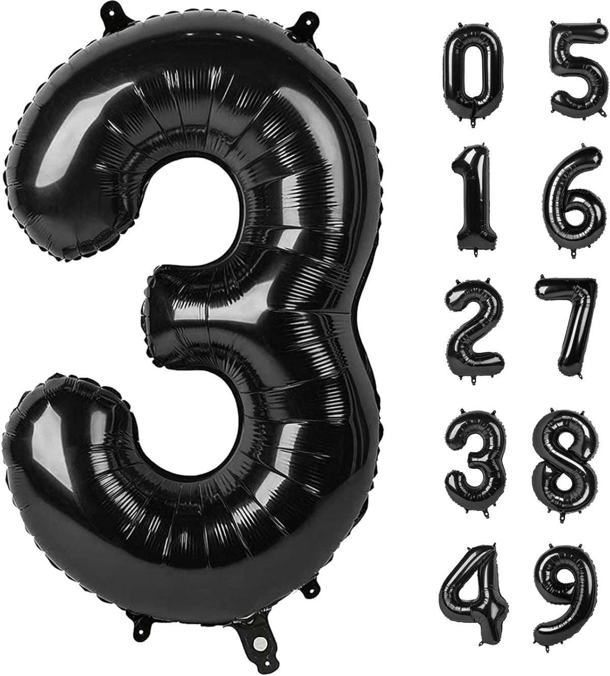 40 Inch Black Number Balloon 0-9(Zero-Nine), Big Size Happy Birthday Balloon, Foil Helium Big