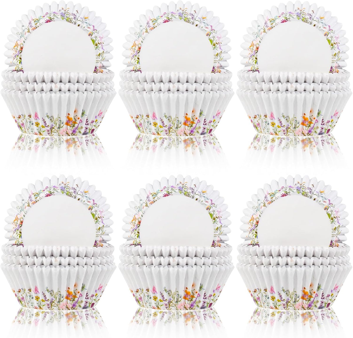 600 Count Elegant Wildflower Cupcake Liners for Baby Showers, Weddings, Spring Birthday Parties