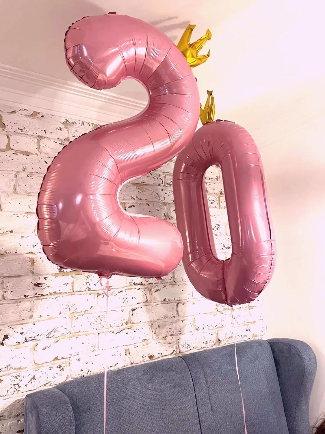 Big 40 Inch Pink Crown 2 Number Balloon Birthday Decoration, 2026 Pink Crown Number 2 Helium