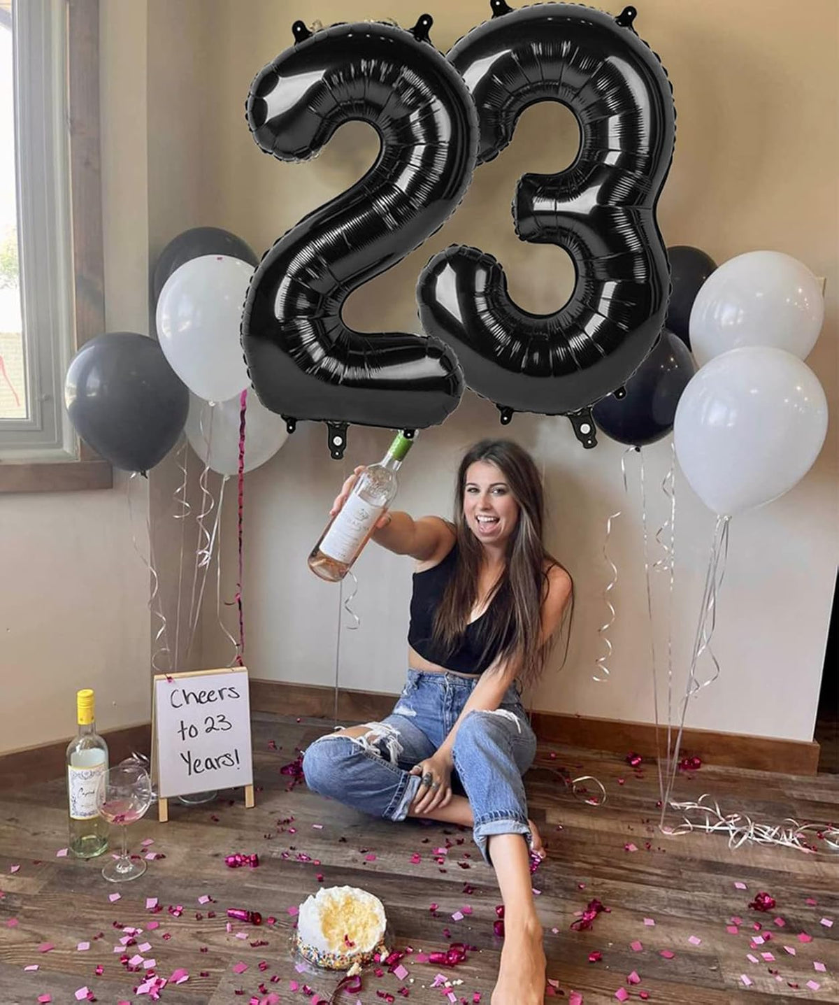 40 Inch Black Number Balloon 0-9(Zero-Nine), Big Size Happy Birthday Balloon, Foil Helium Big