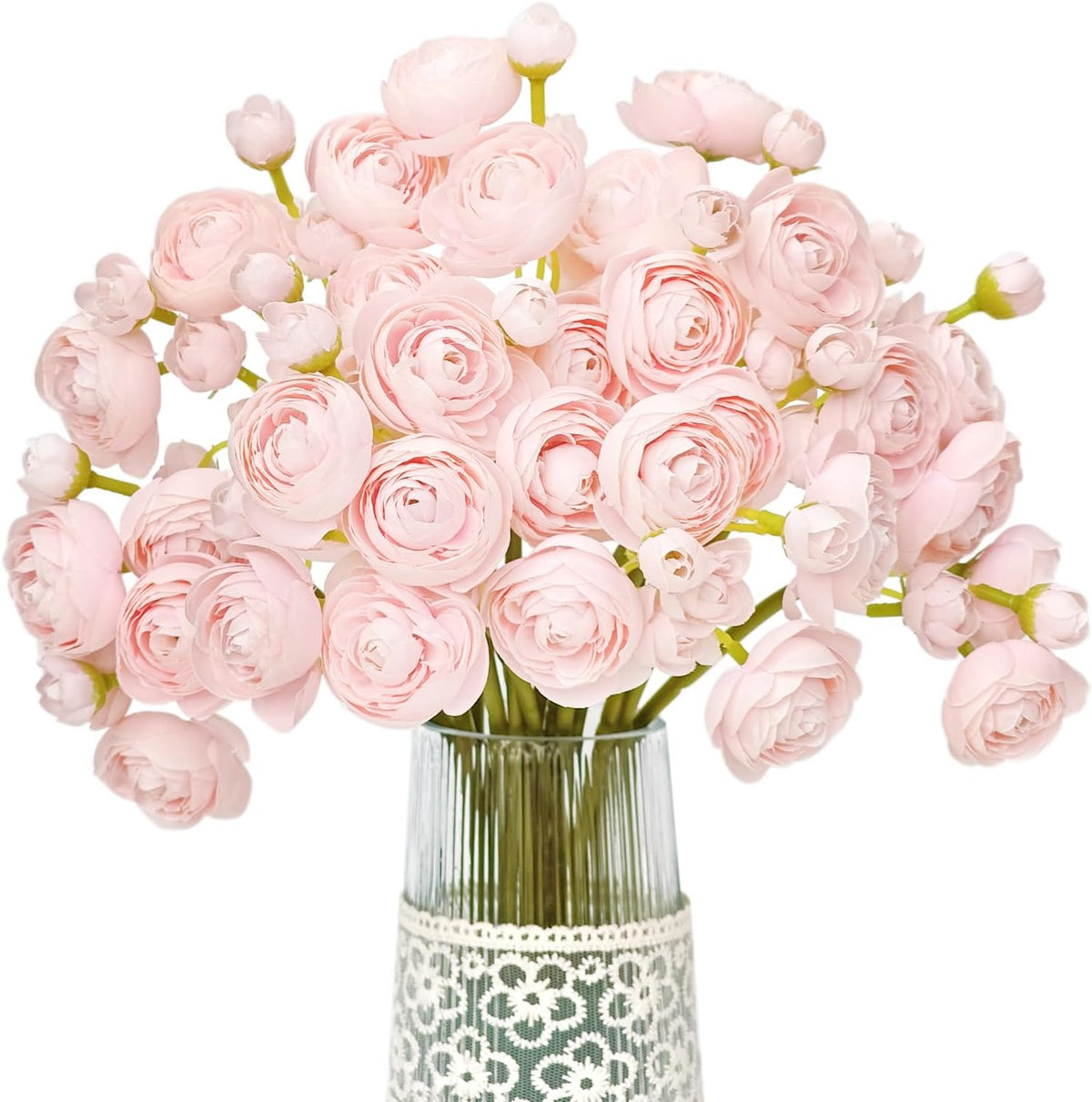 Letjolt Ranunculus Artificial Flower Pink Silk Flowers Faux DIY Bouquet for Wedding Engagement