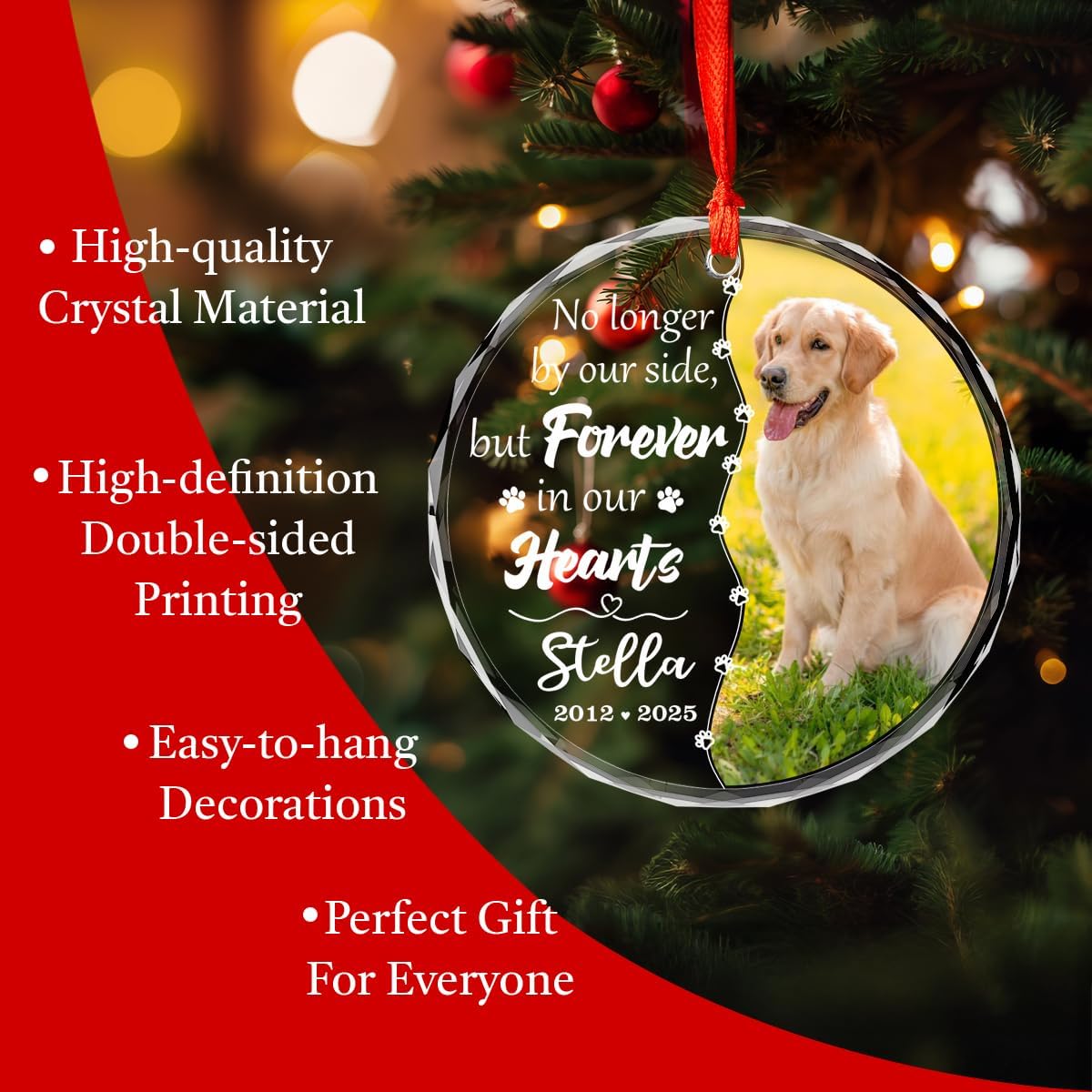 Personalized Dog Memorial Glass Ornaments, Pet Sympathy Gifts, Pet Remembrance Ornaments, Loss of