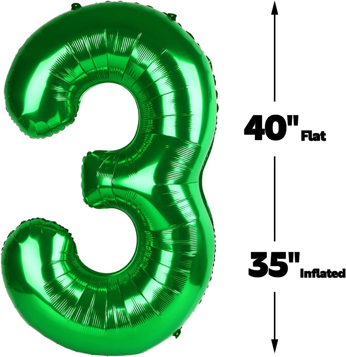 40 Inch Green 3 Large Number Balloon, 3 13 23 30 33 36 38 Green Birthday Party Decorations, Number