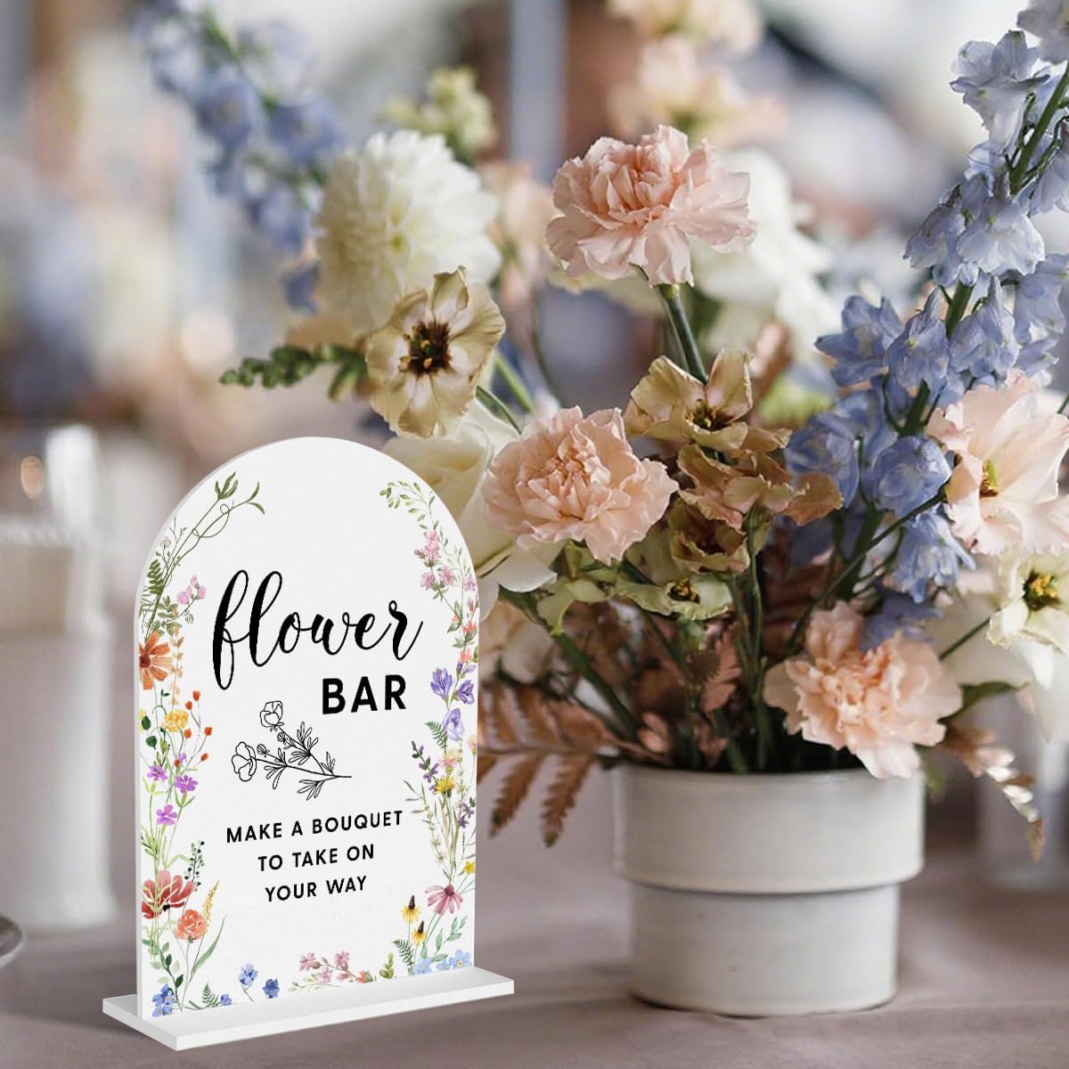 Acrylic Wedding Signs, Flower Bar Signs for Marriage Reception, Flower Bar Desk Decor, Modern