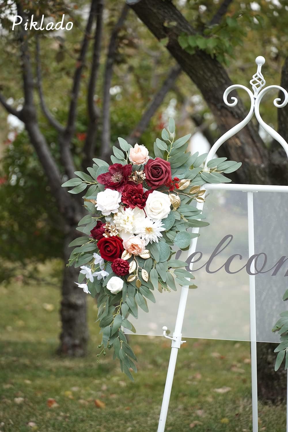 Faux Flower Swag Set of 2 for Wedding Welcome Signs Floral Swag Wedding Reception Ceremony Signs