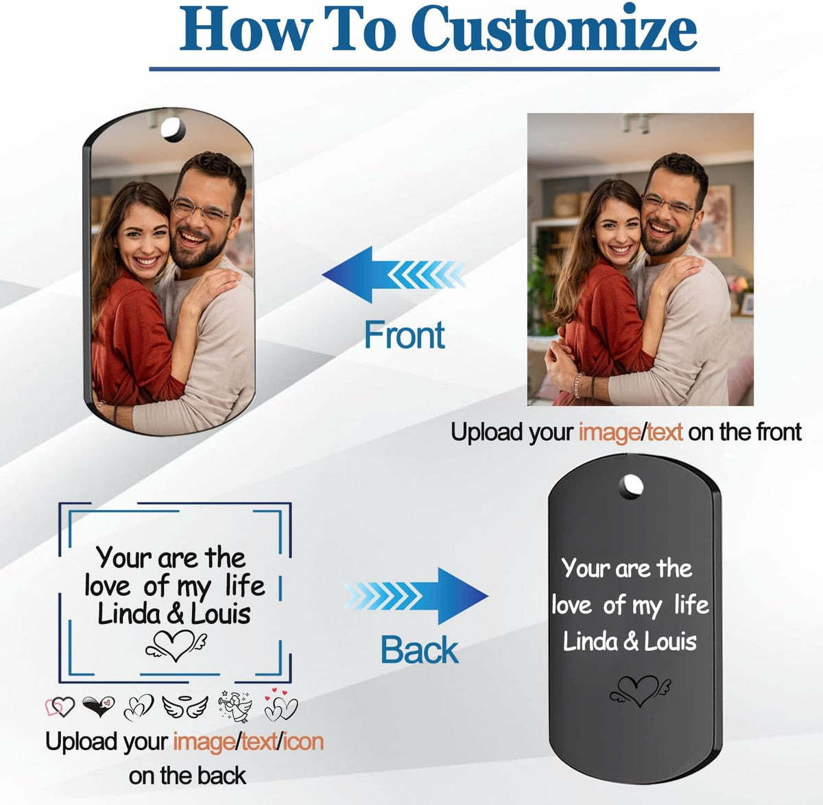 Custom Keychain with Picture, Personalized Keychain with Engraved Photo/Text, Gifts for Family and