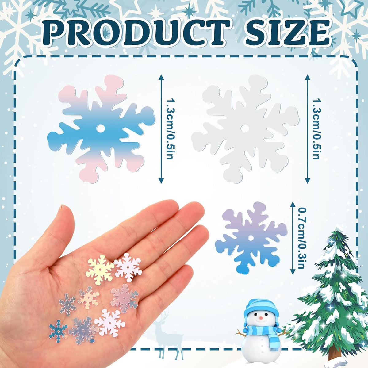 MARFOREVER Snowflakes Glitter Confetti, Christmas Sparkly Clear and White Snowflake Scatter Mixed