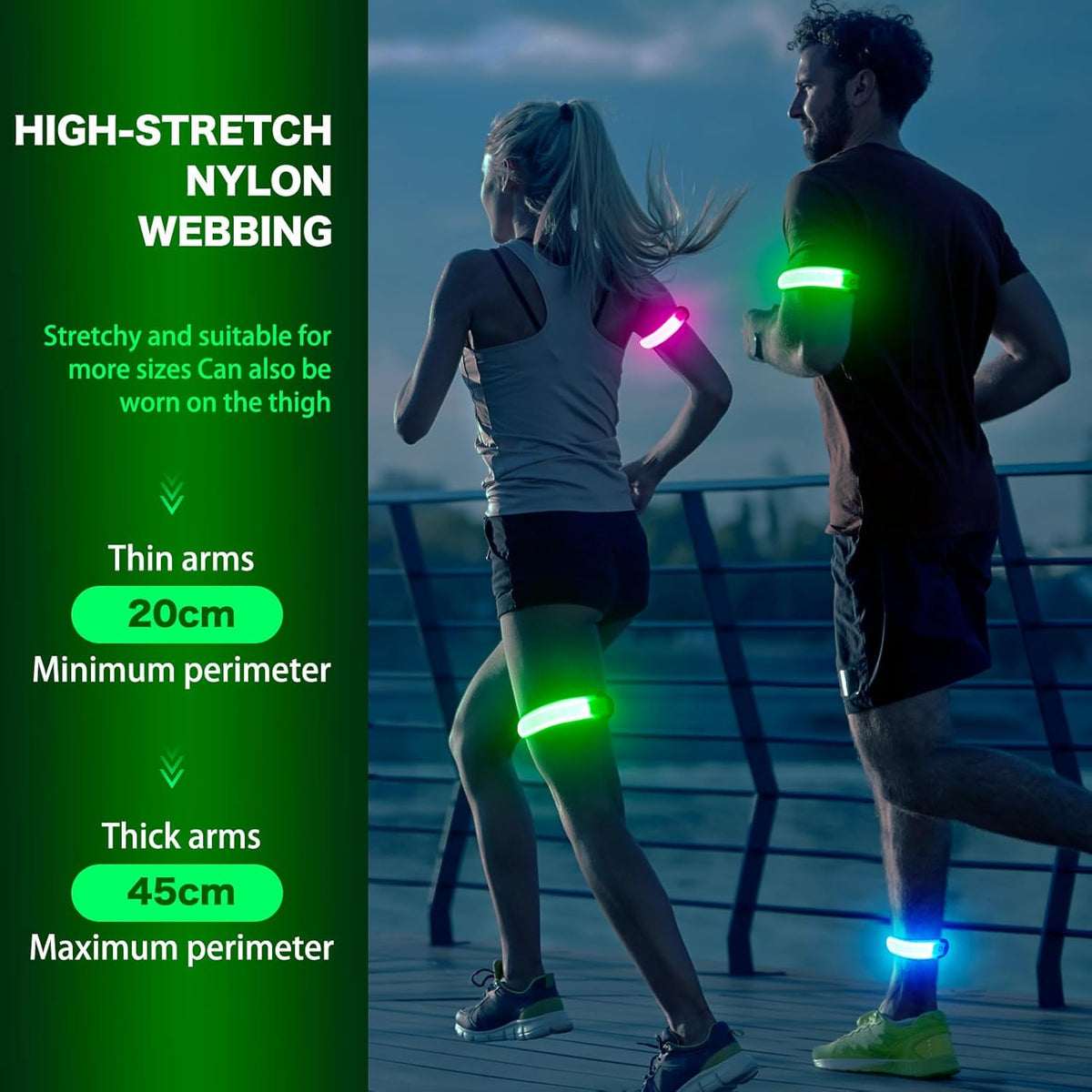 LED Armband Running USB Rechargeable(2 Pack), High Visibility Wristband for Runners, Joggers, Pet
