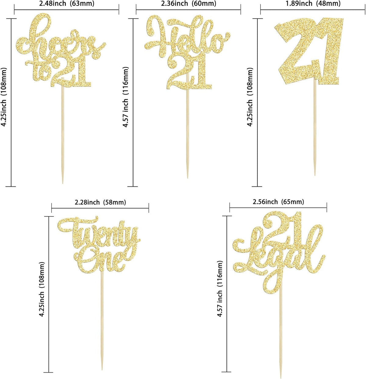 30Pcs 21st Birthday Cupcake Toppers: 21 Legal Cupcake Picks, Cheers to 21 Years Old Cake