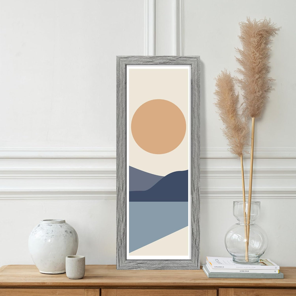 8x24 Picture Frame 2 Pack, Rustic Grey Wood Frame with Tempered Glass, Display Pictures Multiple