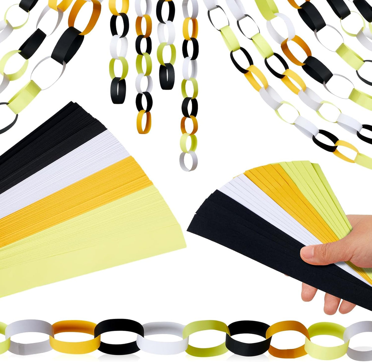 Lincia 600 Sheet Halloween Paper Chain Garland, Construction DIY Crafts Chain Strip for Fall