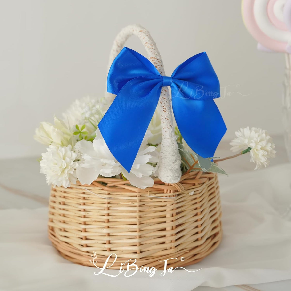5'' Royal Blue Bow Party Decorations Satin Bows, Twist Tie Bows for Treat Bags, Cake Pops, Pre-tied