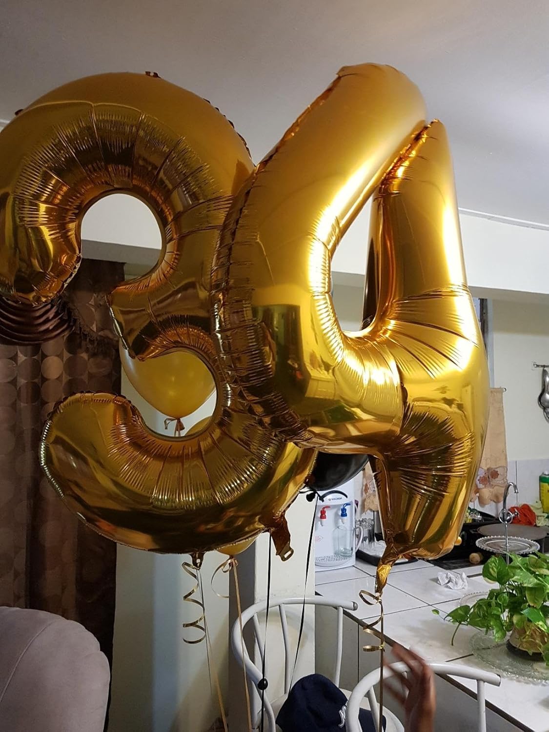 40 Inch Gold Large Number 14 Birthday Balloon, Giant Number 14 Fourteen Balloons, Foil Mylar Big