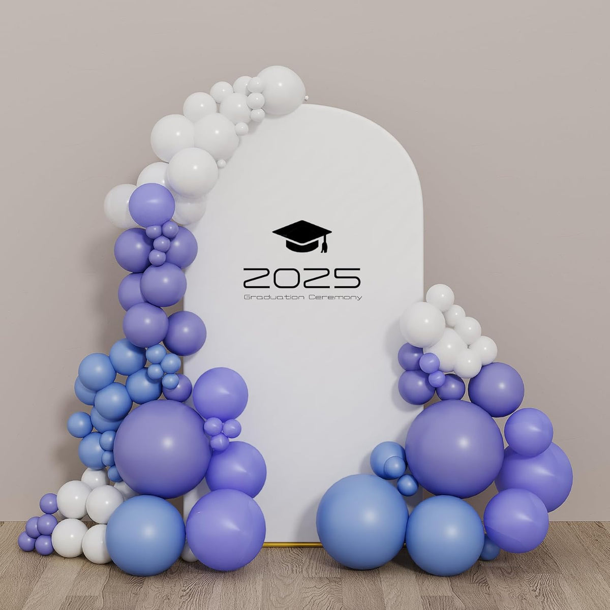 UDEAR 6.6FT Metal Arch Stand with White Cover, Arc Design with Fitted Cover, for Weddings, Parties