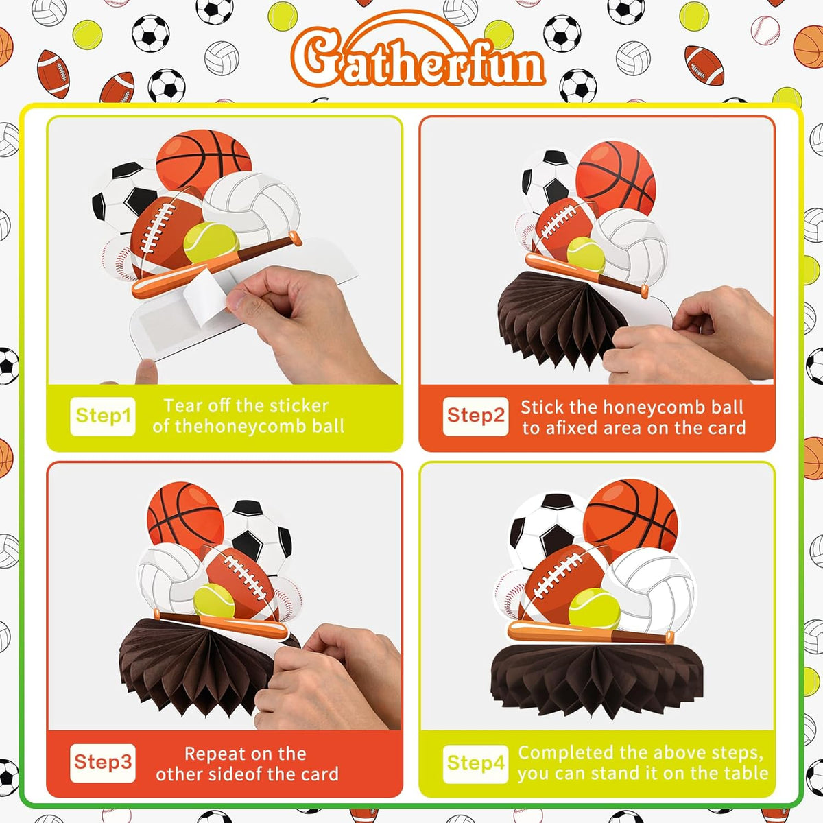 Sports Themed Party Decorations Kit - Honeycomb Centerpiece for Sports Birthday Party Decorations&