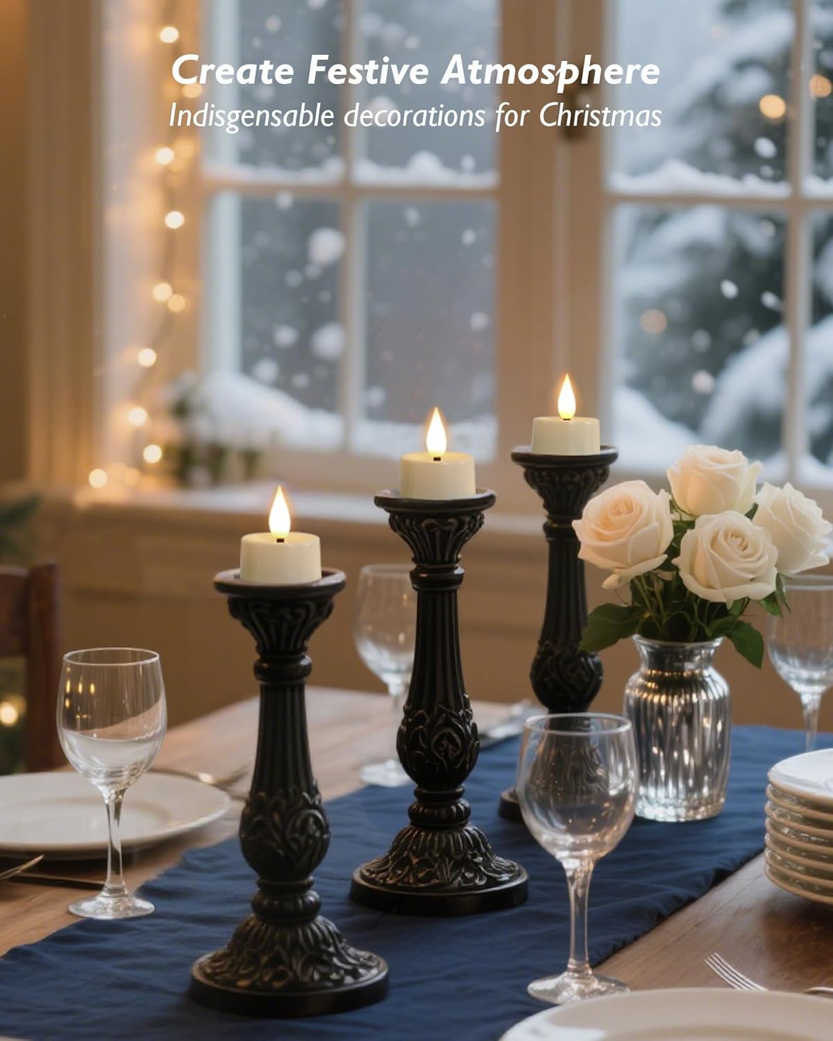 Amagic Flameless Timer Remote Tealights Candles, 3D Black Wick Flickering Tea Lights, 400+Hour