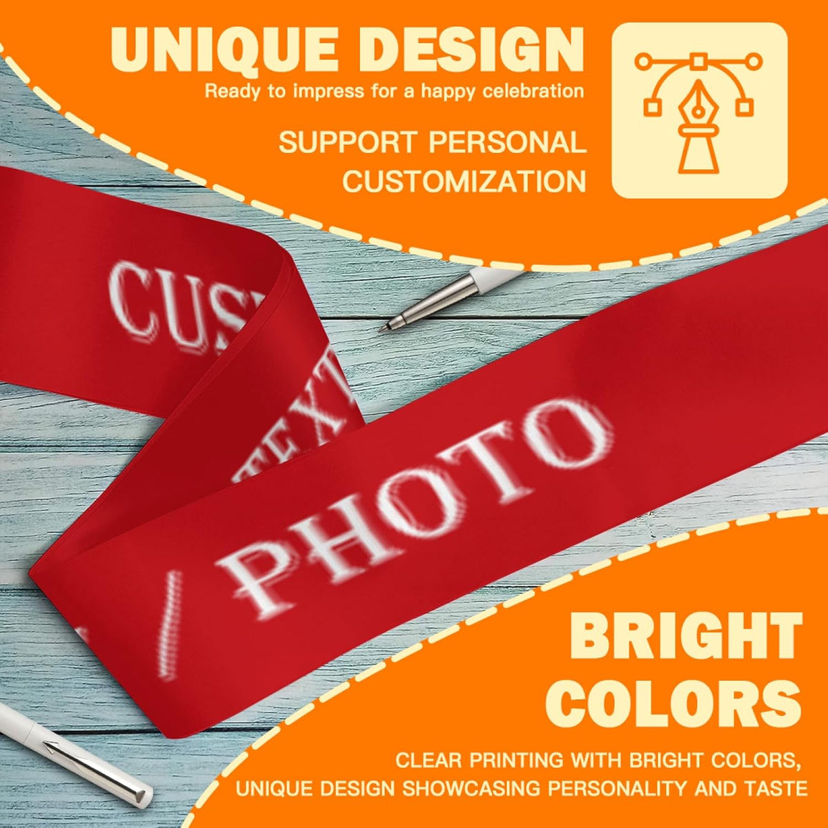 Custom Sash,Personalized Birthday Sash with Text Photo,Customized Bachelorette Sash Quote Sash