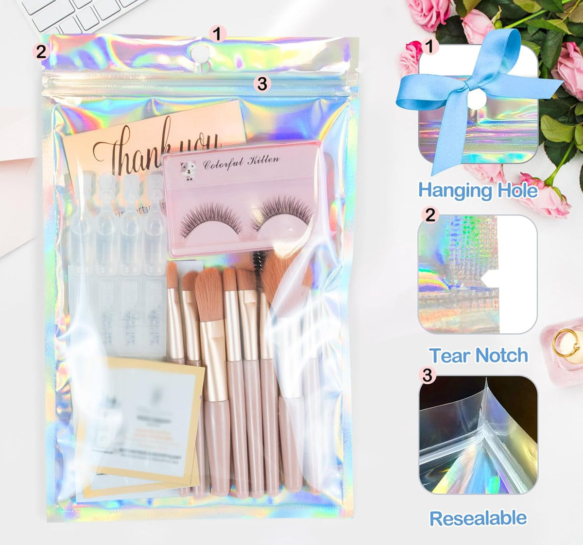 Smell Proof Bags & Resealable Foil Pouch Sample Bag [100 PCS ] Great for Party Favor Food Storage
