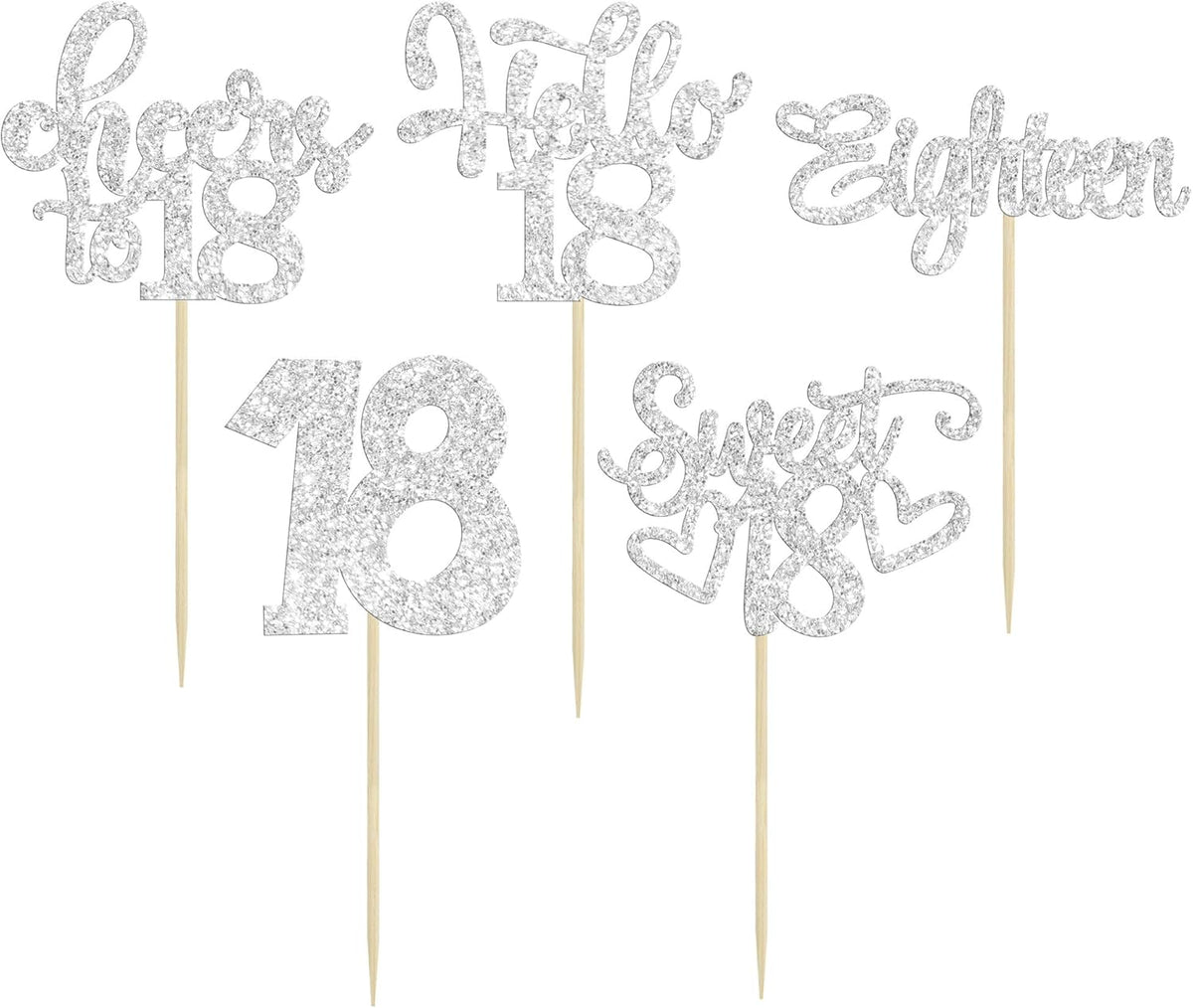 30Pcs18th Birthday Cupcake Toppers Eighteen Happy 18th Cupcake Picks Sweet 18 Cheers to 18 Cake