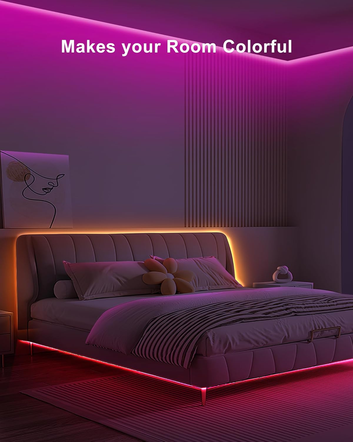 4.92ft Bluetooth RGB COB Led Strip Lights with Remote, Dimmable Smart App Led COB Light Strip