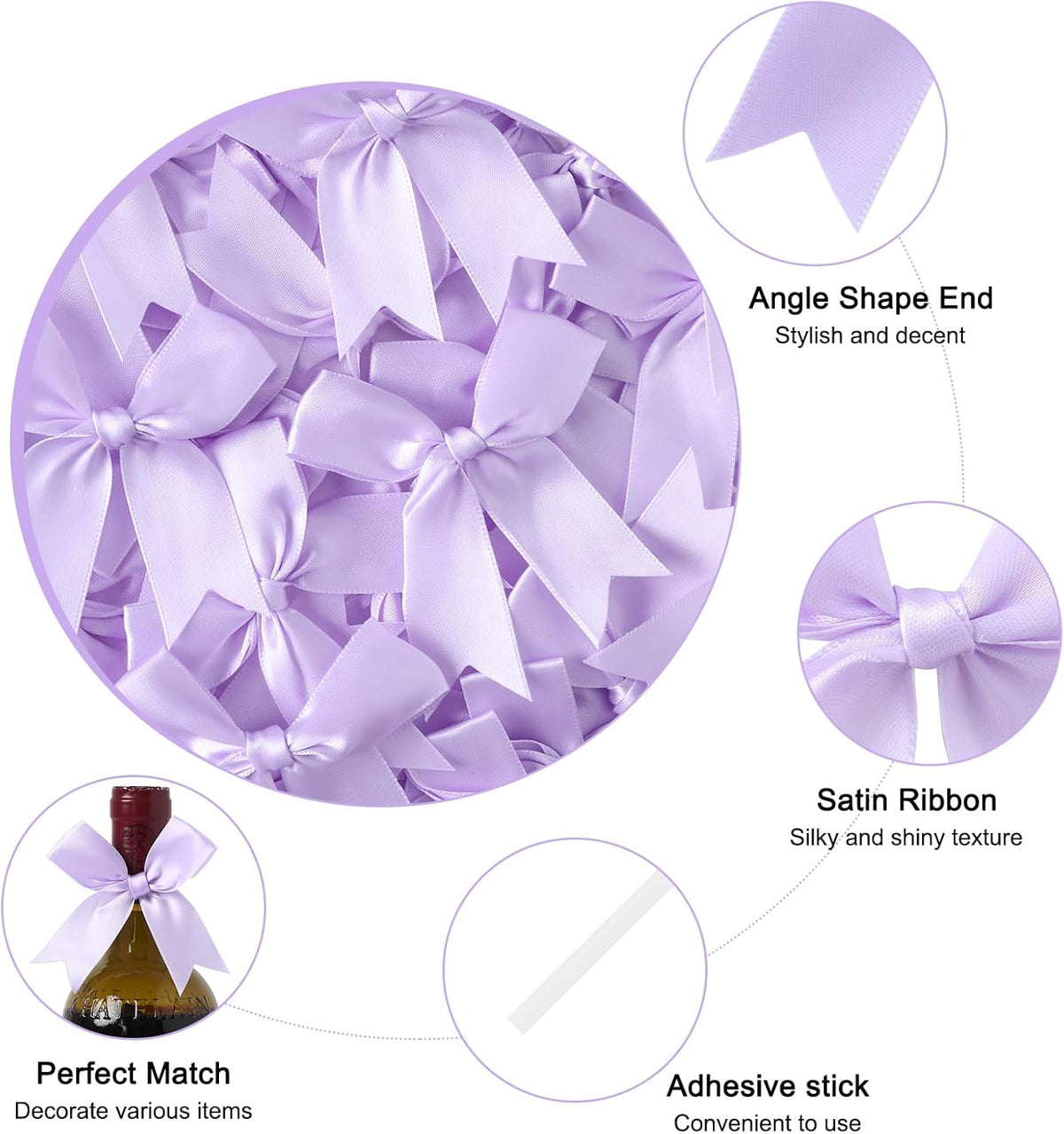 Feluwi Light purple Gift Wrap Bows (50 Pcs) - 3.3 Inch Elegant Plastic-Free Bows for Christmas