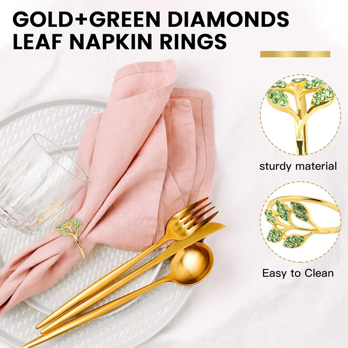 Gold Napkin Rings Set of 10,Napkin Rings Holder Buckles,Thanksgiving Christmas Napkin Ring Alloy