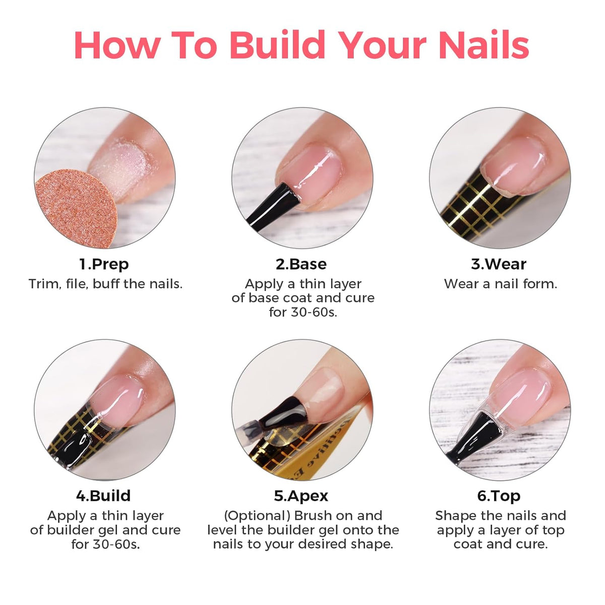 Builder Gel for Nails, 60g Creamy Amber Hard Gel for Nail Extension with 10 Nail Forms